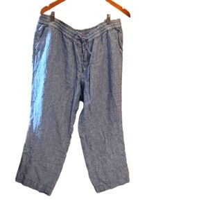 Talbots blue linen wide leg pants plus sz 16WP